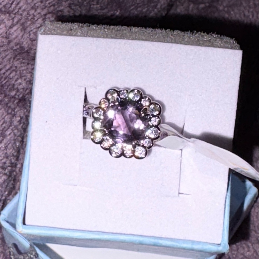 BP Classic Wonders Genuine Amethyst Rhodium Plating Size 7 Ring